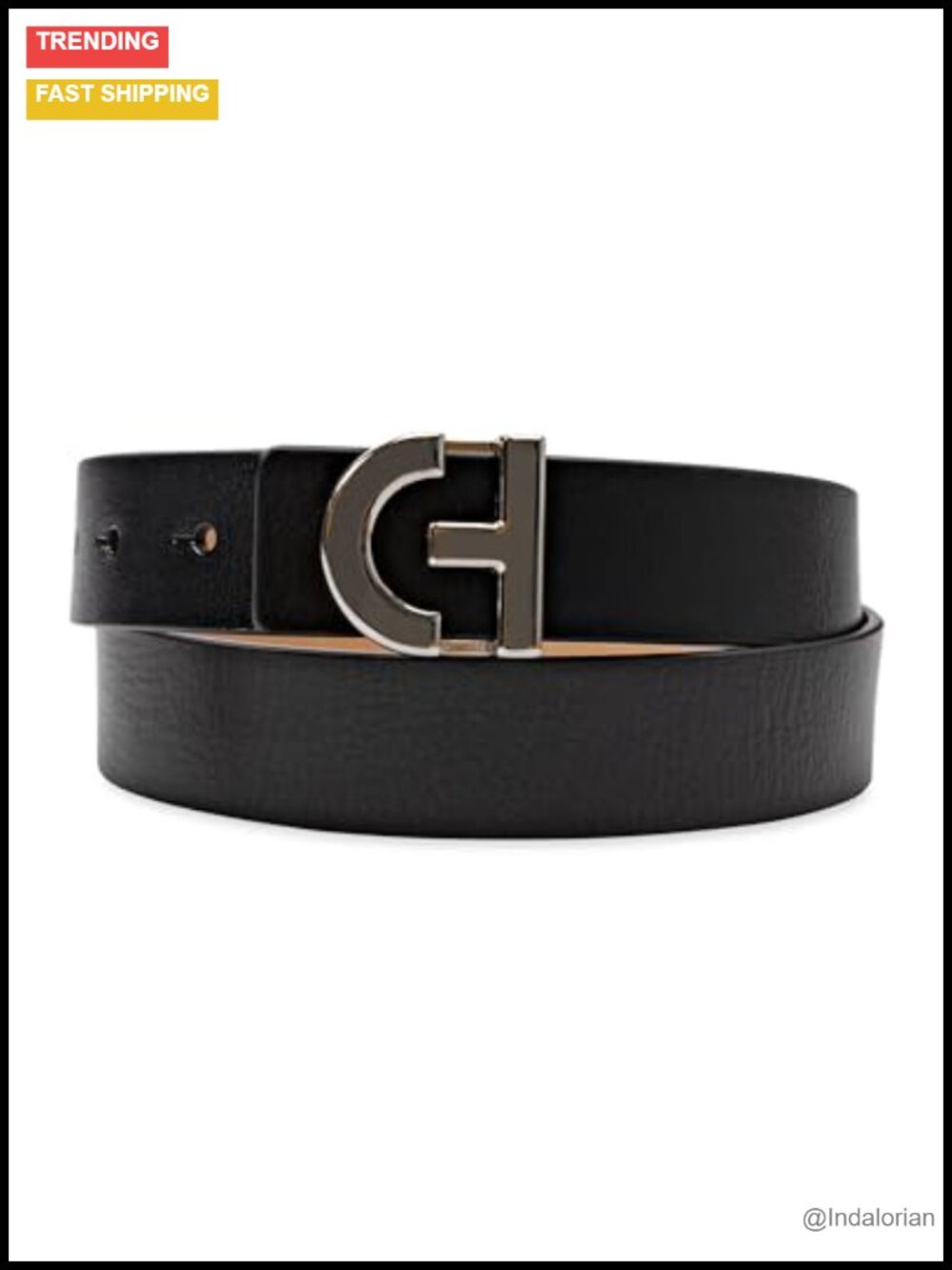 Cole Haan Women's Logo Plaque Buckle Belt Adjustable Everyday